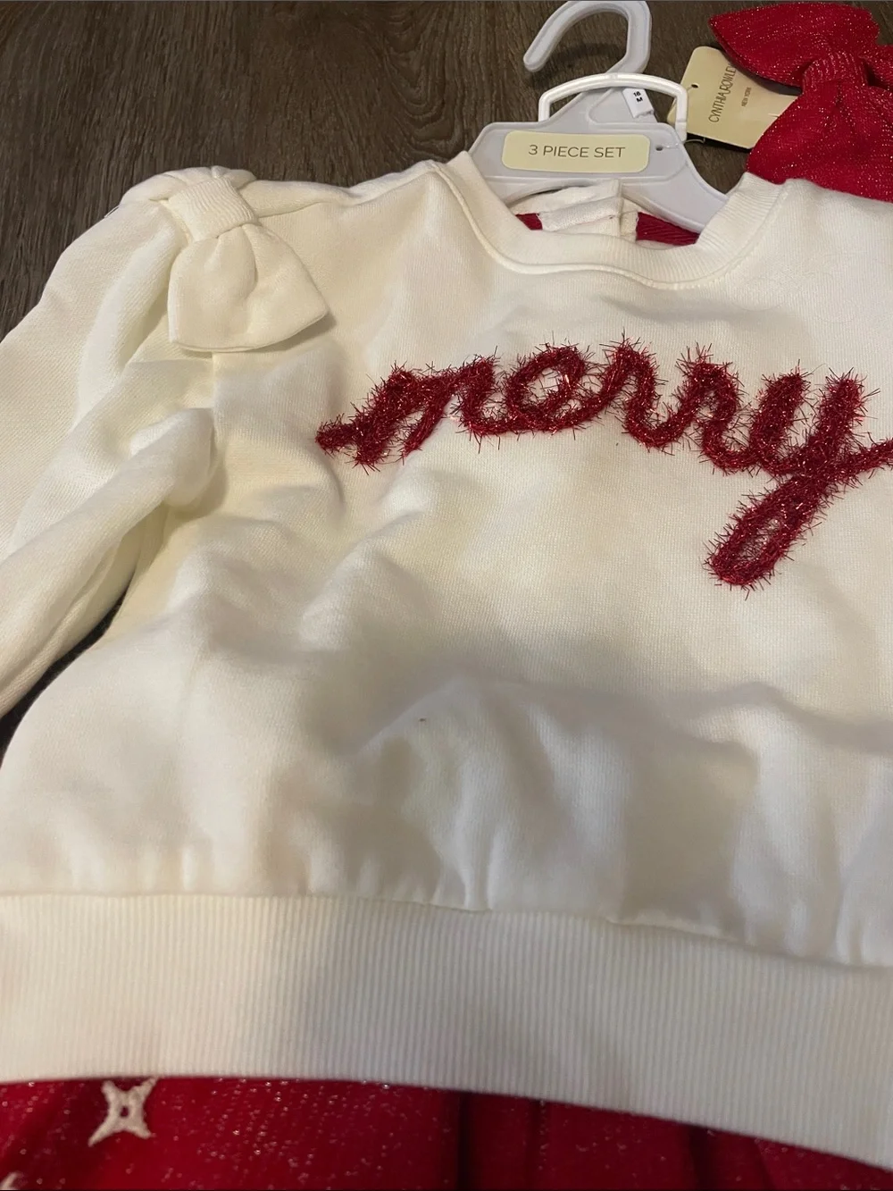 Cynthia Rowley Holiday Christmas Sweater & Red Snowflake Tulle Skirt w/ bow set